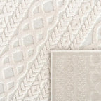 Paco Home Modern Area Rug with Carved Geometric Pattern in Cream Ivory, Size: 4' x 5'7"