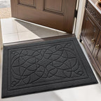 LUMI Door Mat Indoor Entrance 32"x48", Front Welcome Mat with Non-Slip Rubber Backing, Low Profile Dirt Trapper Inside Doormat for Entrance, Garage, Patio, Grey