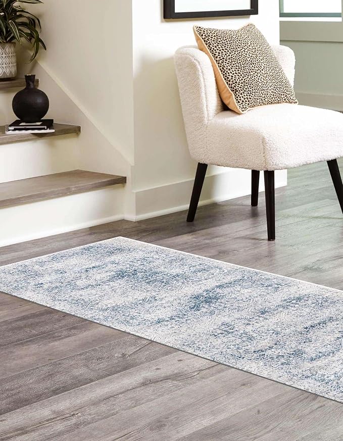 Unique Loom Finsbury Collection Area Rug - Sarah (2' 7" x 12' 2" Runner, Blue/ Ivory)