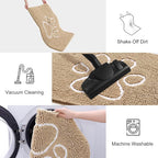 Smiry Dog Door Mat for Muddy Paws, Absorbent Dirt Trapper Non Slip Quick Dry Washable Chenille Mat for Mud Dogs, Entry Rug for Indoor and Outdoor (48x30 Inches, Beige and White)