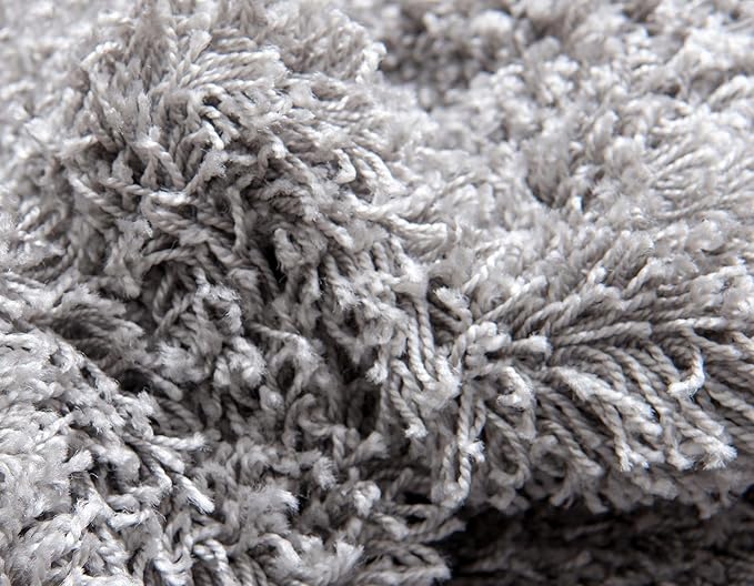 Unique Loom Solid Shag Collection Area Rug (3' 3" Square, Cloud Gray)