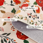 U'Artlines 2' x 8' Colorful Floral Runner Rug for Hallways Kitchen Soft Non Slip Washable Floor Carpet Runners for Entryway Laundry Room Bathroom Beige