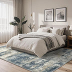 GENIMO 4x6 Rug for Entryway Washable Area Rug, Modern Abstract Small Rugs for Entrance Living Room, Bedroom Beside Rugs, Non-Slip Low Pile Lightweight Soft Carpet, Navy Blue
