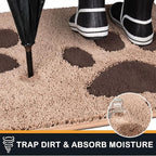 PURRUGS Dirt Trapping Door Mat 32" x 47", Non-Skid/Slip Machine Washable Microfiber Entryway Rug, Dog Doormat, Super Absorbent Welcome Mat for Muddy Wet Shoes and Paws, Beige