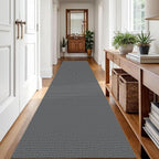 IOHOUZE Washable Runner Rug 3x12 Non Slip Rubber Backed Extra Long Hallway Runner Entryway Runner Indoor, Kitchen Rugs Woven Cotton Floor Carpet for Hall Entrance Stair, Dark Grey