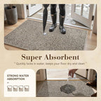 MontVoo Door Mat Indoor Entrance Doormat, Absorbent Durable Rubber Non Slip Front Door Mat for Inside Entry Entryway Dirt Trapper Welcome Mat, Grey Brown 32''x48''