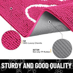 Smiry Dog Door Mat for Muddy Paws, Absorbent Dirt Trapper Non Slip Quick Dry Washable Chenille Mat for Mud Dogs, Entry Rug for Indoor and Outdoor (30x20 Inches, Hot Pink and White)