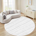 Nakagishi Round Rug Boho Area Rugs: 4x4 Washable Large Circle Neutral Soft Stain Resistant Non-Slip Carpet for Women Aged 25-45 Farmhouse Decor Enthusiasts - Living Room Bedroom Dining Room Nursery