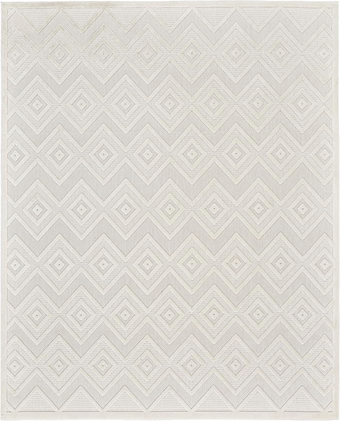 Nourison Home Versatile Ivory White 7' x 10' Area Rug - Easy Clean, Non Shedding, Bed Room, Living Room, Dining Room, Kitchen (7' x 10')