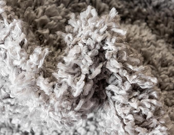 Unique Loom Davos Shag Collection Area Rug - Solid (5' 3" x 8' Oval, Sterling)