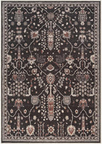 GLN Rugs Traditional Collection - Machine Washable Area Rug, Traditional Washable, Non Slip, Low Pile Chenille Rug, Living Room, Bedroom, Kitchen Rug (5' x 7' Black)