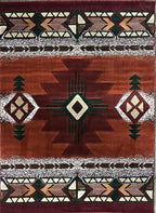 YHSF South West Native American Area Rug C318 - Easy Clean, Thick, Soft, Durable Native Tribal American Indian Inspired Rug for Bedroom/Living Room and More - Rust, 5 Feet 11 Inches x 8 Feet 6 Inches