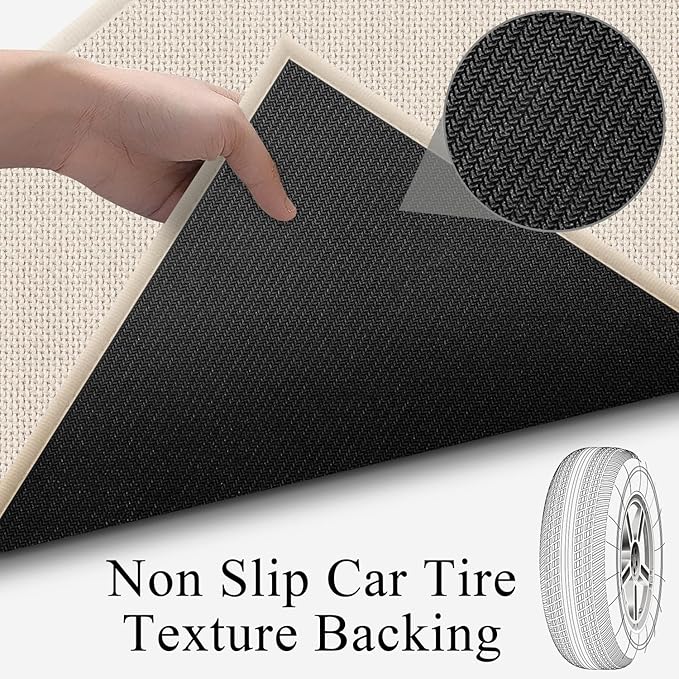 GOYLSER 15 ft Jute Running Rugs for Hallway, Kitchen Rug Runner Non Slip Washable Absorbent Hall Runner Rug, Beige Runner for Kitchen Floor Non Slip