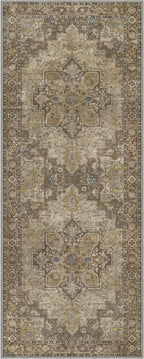 GENIMO 2x5 Runner Rugs for Hallway, Machine Washable Non Slip Vintage Retro Rugs, Low Pile Lightweight Soft Print Rug for enrtyway, Corridor, Home Office, Kitchen, Rustic Brown