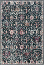 Lahome Moroccan Trellis Washable Rug, 2x3 Entryway Rugs for Kitchen Bathroom, Non-Slip Indoor Door Mat Ultra-Thin, Small Oriental Throw Carpet for Bedroom Entry, Black/Multi