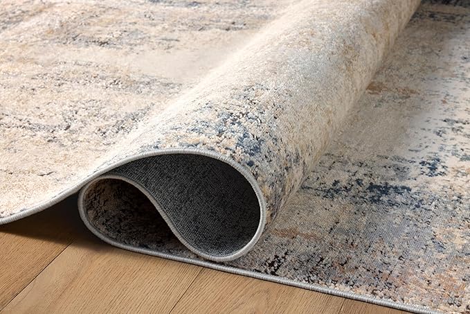 Loloi Teagan Collection TEA-08 Ivory/Mist 5'-3" x 7'-6" Area Rug, Large, Soft Neutral Rug, High-Traffic for Living Room, Bedroom, Home Office, Dining Area