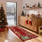 Lahome Floral Christmas Runner Rug, 2x6 Red Christmas Rug Runner Non Slip, Soft Kitchen Runner Rugs with Rubber Backing Holiday Carpet Runner for Hallways Bedroom Laundry, Red
