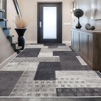 Modern Geometric Patchwork Indoor Area Rug for Living Room, Charcoal 9'x 12' Large Rug Rockwood Collection Hardwood Floors Decor for Bedroom, Grey Throw Carpet for Office Entryway Dining Room