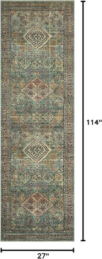 Loloi Magnolia Home by Joanna Gaines Sinclair Collection SIN-03 Turquoise/Multi 2'-3" x 9'-6", .25" Pile Height, Machine Washable, Runner Rug