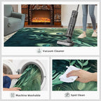 Peacock Feather Rugs for Living Room - 6x8 Rug, Peacock Decor Area Rugs for Bedroom, Teal Turquoise Rug, Plant Washable Carpet, Malachite Green Feather Carpet - Peafowl Home Decor & Gifts