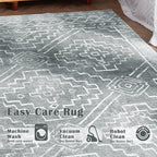 jinchan Moroccan Runner Rug 2x10 for Hallway - Bohemian Kitchen Machine Washable Runner Rug Modern Soft Ultra-Thin Low-Pile Non-Slip Carpet for Entryway Laundry Room Farmhouse (2x10ft, Dark Grey)