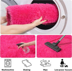 Soft Fluffy Area Rug for Bedroom, Hot Pink Fuzzy Shaggy Oval Throw Rugs for Bedside, Non-Slip Cozy Plush Shag Carpet for Girls Kids Room Nursery Dorm Living Room, 2.6 x 5.3 Feet