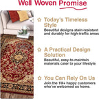 Well Woven Barclay Collection Medallion Kashan Red 8x10 Area Rug - for Living Room, Bedroom, and Dining Room