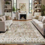 LUMI 8x12 Washable Area Rug for Living Room, Ultra Soft Traditional Vintage Rugs Non Slip with Rubber Backing, Low Profile, High Traffic, Stain Resistant Carpets, Ideal for Bedroom, Dining Room