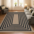 Lahome Modern Geometric Easy Jute Dining Room Rug, 5x7 Modern Rugs for Living Room Washable Kitchen Mat, Large Non Slip Farmhouse Indoor Outdoor Carpet for Bedroom Dorm RV