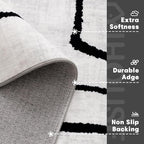 YIHOUSE Modern Washable 8'x10' Area Rug for Living Room Bedroom - Large Abstract Black and White Rug Non-Slip Ultra-Thin Home Decor,Abstract,8x10ft