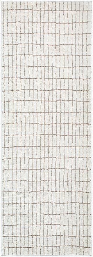 Livabliss x Our PNW Home Cascade Minimalist Striped Area Rug, 2'7" x 7'3", Ivory/Light Brown