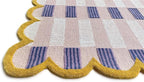 Hand-Tufted Wool Rug with Scalloped Edges, Light Blue Plaid Pattern, Cozy Soft Area Rug for Living Room, Bedroom, and Nursery, Handmade Modern Accent Rug (Pink, 9X14 FEET)