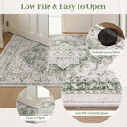 LIVEBOX Green 10x14 Area Rugs, Soft Extra Large Area Rug for Living Room Low Pile Non Slip Boho Rug, Non Shedding Indoor Carpet for Bedroom Dining Room Under Table