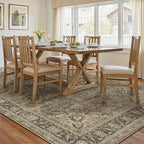10x14 Brown Area Rug Vintage Living Room Bedroom Washable Carpet Non-Slip Soft Low Pile Distressed Indoor Large Throw Rug for Dining Room Office
