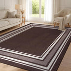 Beverly Rug Non Slip Area Rugs 3x3 Modern Bordered Non Skid Rubber Backing Soft Area Rug for Living Dining Room Easy to Clean Non Shedding Kitchen Bedroom Indoor Carpet 3 x 3 Brown