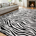 YIHOUSE 8×10 Ft Area Rugs, Black and White Modern Abstract Rug, Washable Plush Soft Zebra Print Carpet, Non-Slip Non-Shedding Rug for Grand Room, Bedroom, Dining Room, Nursery, Home Decor