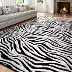 YIHOUSE 8×10 Ft Area Rugs, Black and White Modern Abstract Rug, Washable Plush Soft Zebra Print Carpet, Non-Slip Non-Shedding Rug for Grand Room, Bedroom, Dining Room, Nursery, Home Decor