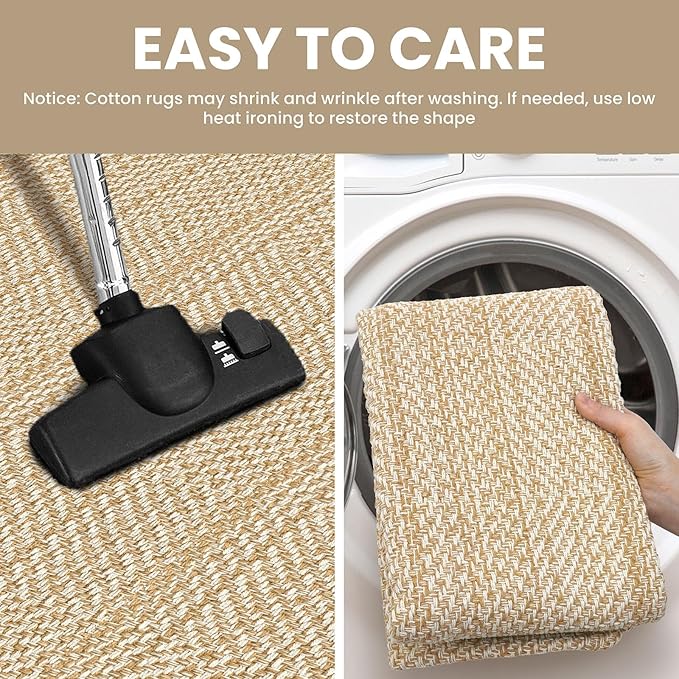 IOHOUZE Small Area Rug 2x3 Washable Woven Rugs for Entryway Non Slip Rubber Backed Front Door Rugs Indoor Doormat Throw Rug Floor Carpet for Entrance Kitchen, Warm Beige/Orange/Apricot