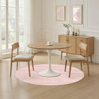 Nakagishi Round Rug Kitchen Washable Rugs: 5x5 Non-Slip Boho Soft Modern Stain Resistant Indoor Floor Neutral Farmhouse Throw Carpet for Hallway Bathroom Laundry Room Entryway Bedroom- Pink
