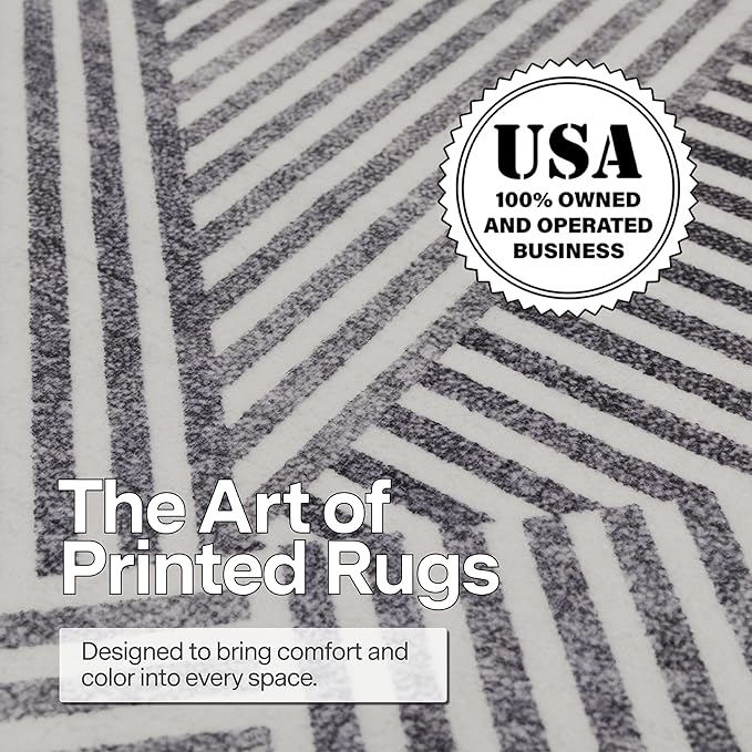 ReaLife Rugs Machine Washable Area Rug - Living Room Bedroom Bathroom Kitchen Entryway Office - Padded Crease Free Stain Resistant Premium - Modern Geometric Contemporary - Miles - Gray 7'6" x 9'6"