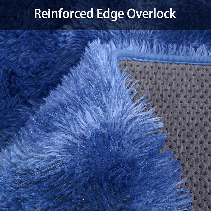 Shaggy Area Rugs for Living Room, Soft Shaggy Carpets for Living Room, Upgrade Anti-Skid Fuzzy Rugs for Kids' Room, Perfect Decor for Modern Home Tie Dye Blue 8x10 Feet
