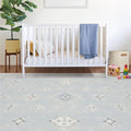 RUGGABLE Washable Vintage Area Rug – Verena Soft Blue 8x10, Stain-Resistant, Non-Slip – Large Machine Washable Rugs for Living Room, Bedroom, Hallway, Entryway & Office–with Cushioned Pad