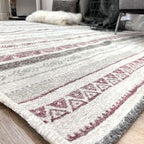Alfa Rich 5x8 Mauve Off White Washable Area Rugs for Living Room Bedroom Kitchen Decor Cotton Rug