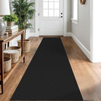 IOHOUZE Washable Runner Rug 2x10 Non Slip Rubber Backed Long Hallway Runner Entryway Runner Indoor, Kitchen Rugs Woven Cotton Floor Carpet for Hall Entrance, Black/Grey