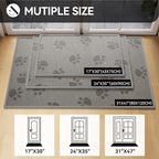 Door Mat Indoor Entrance 24"x35", 0.16" Thin Paw Print Low Pile Doormat, Non Slip Welcome Mat, Trap Dirt and Moisture, Easy Clean, Gray