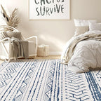 Nakagishi 5x7 Area Rug Living Room: Machine Washable Boho Large Neutral Farmhouse Stain Resistant Indoor Floor Rugs Moroccan Carpet for Bedroom Nursery Dorm Classroom Playroom Dining Room- Navy Blue