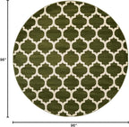 Rugs.com Lattice Collection Rug – 8 Ft Round Dark Green Medium Rug Perfect for Kitchens, Dining Rooms