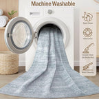 8x10 Area Rugs Living Room: Washable Large Vintage Blue Rug Neutral Non-Slip Soft Stain Resistant Indoor Carpet for Bedroom Nursery Dining Room Under Table Bed Home House Office Playroom