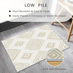 Washable 5x6 Modern Geometric Rug Living Room, Beige Abstract Diamond Design Area Rugs for Bedroom, Modern Geometric Home Decor Carpet, Low Pile, Non Slip, Kids & Pet Friendly (N4180)