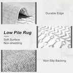 Moroccan Washable Runner Rug, 2x5 Ultra Soft Non-Slip Hallway Rug, Low Pile Distressed Gray Bathroom Rugs Carpet Runner for Entryway Kitchen Bedroom Laundry Room